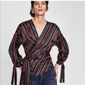 Zara silky wrap blouse